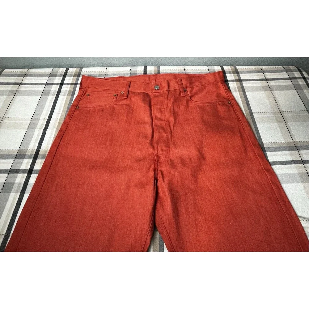 Levi’s 501 Shrink-to-Fit Jeans Unwashed Denim Orange/ Red W38 L32 NWOT
